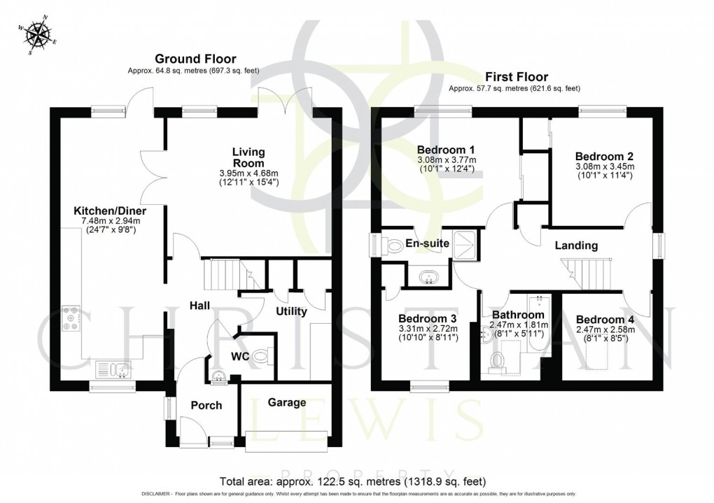 Floorplan for St. Marks Close, Evesham