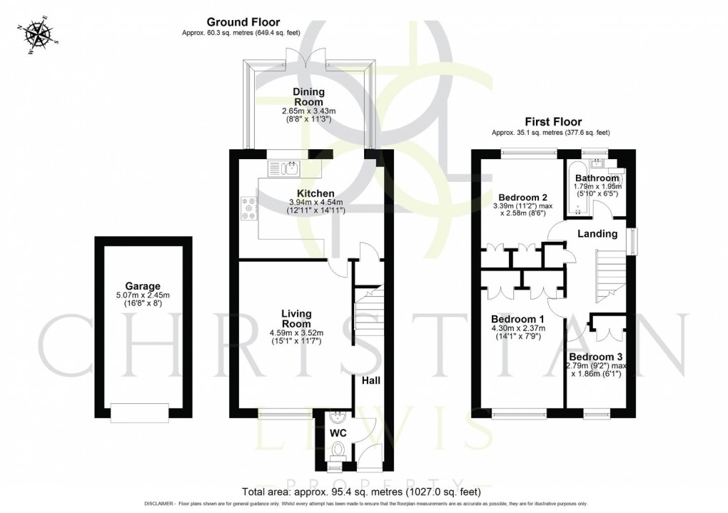 Floorplan for St. Philips Drive, Evesham