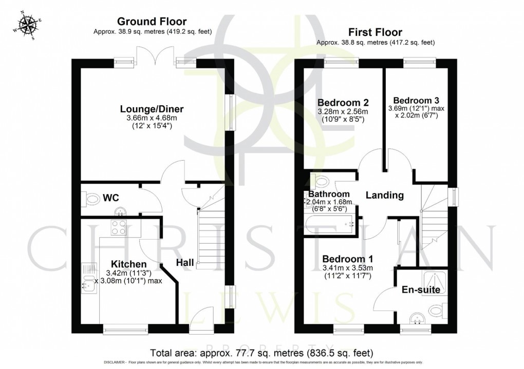 Floorplan for Egremont Close, Evesham