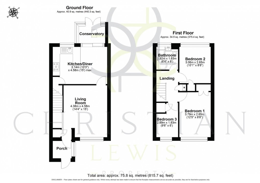 Floorplan for Woodlands, Evesham