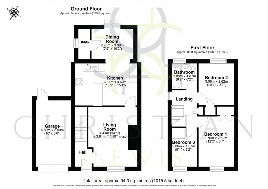 Floorplan for Almond Close, Evesham