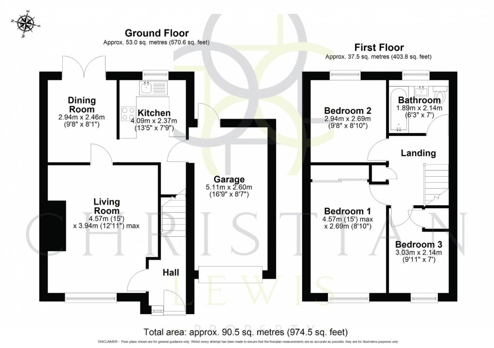 Floorplan for Foxglove Close, Evesham