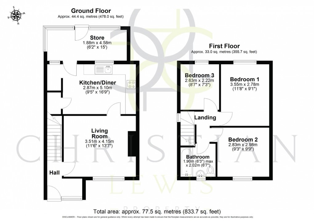 Floorplan for Bewdley Lane, Evesham