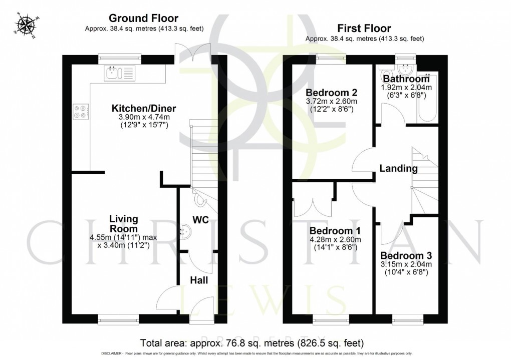 Floorplan for Wych Elm Grove, Evesham