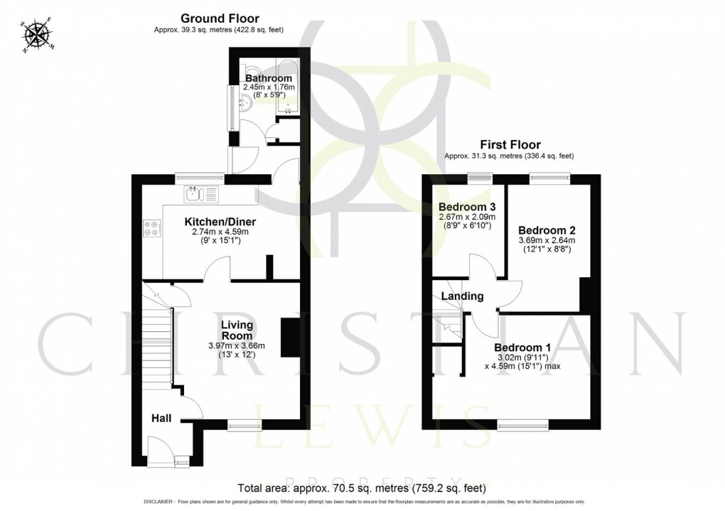 Floorplan for Deacle Place, Evesham