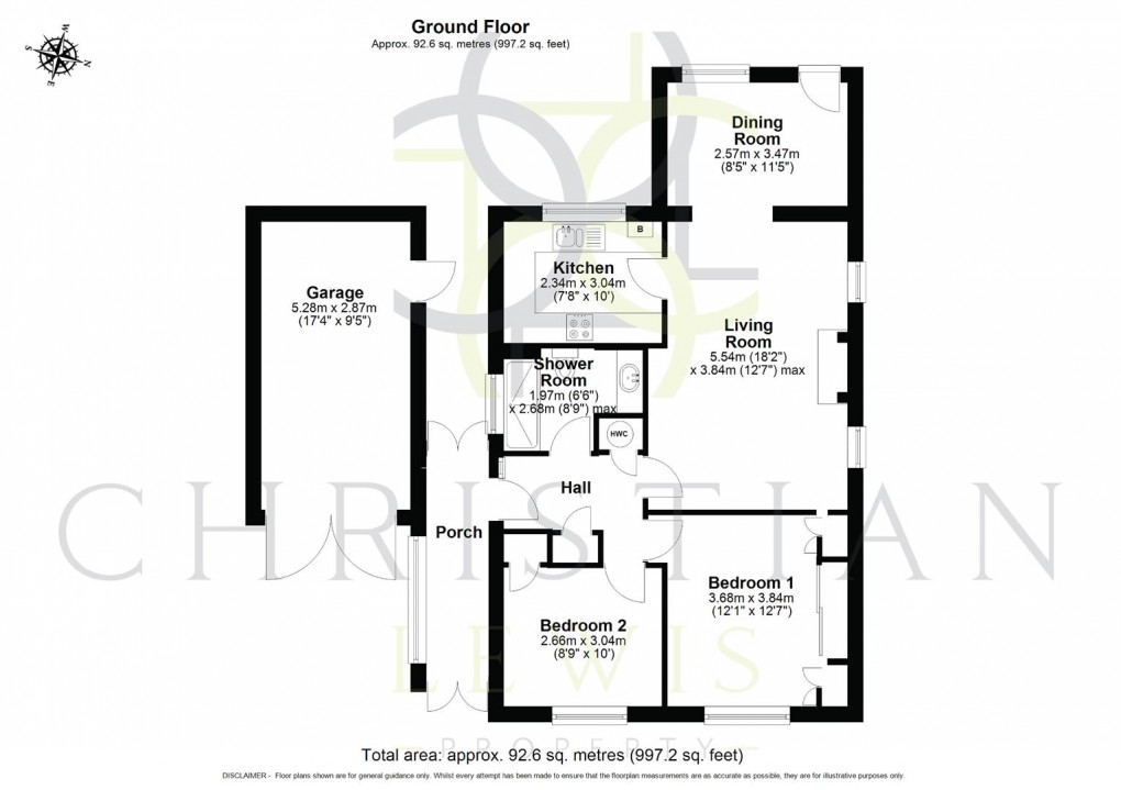Floorplan for Ryelands, Wyre Piddle, Pershore