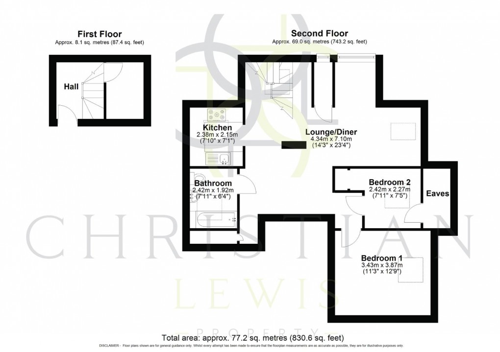 Floorplan for Greenhill, Evesham