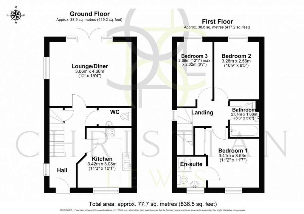 Floorplan for Crump Way, Evesham