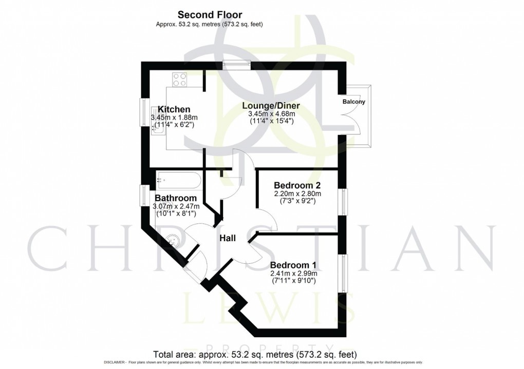Floorplan for Common Road, Evesham