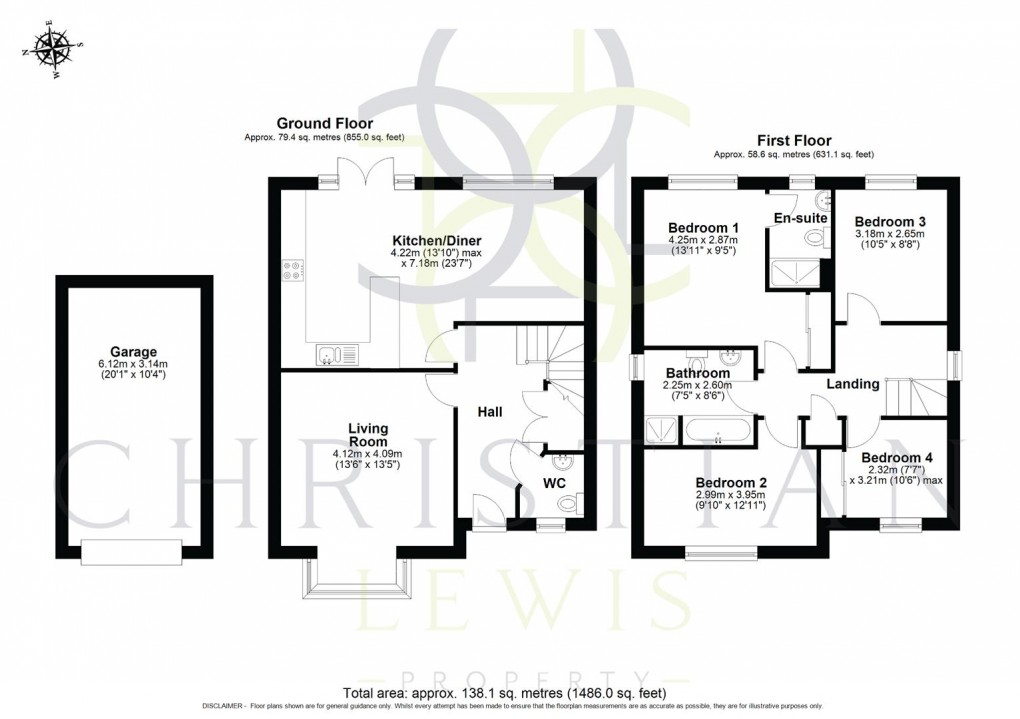 Floorplan for Christ Church Way, Evesham