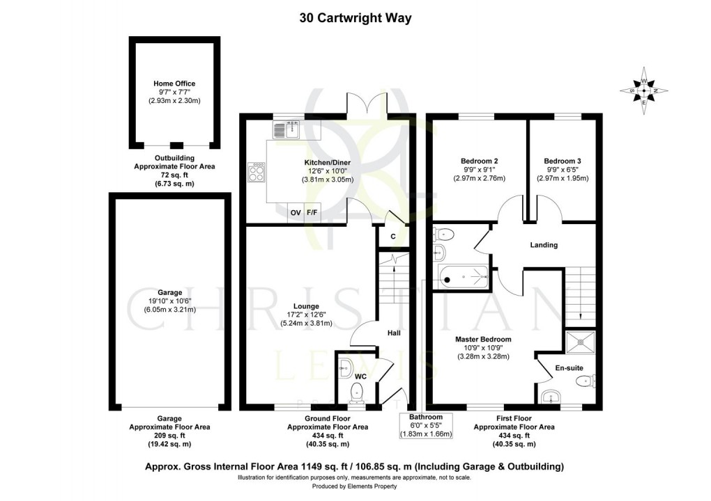 Floorplan for Cartwright Way, Evesham