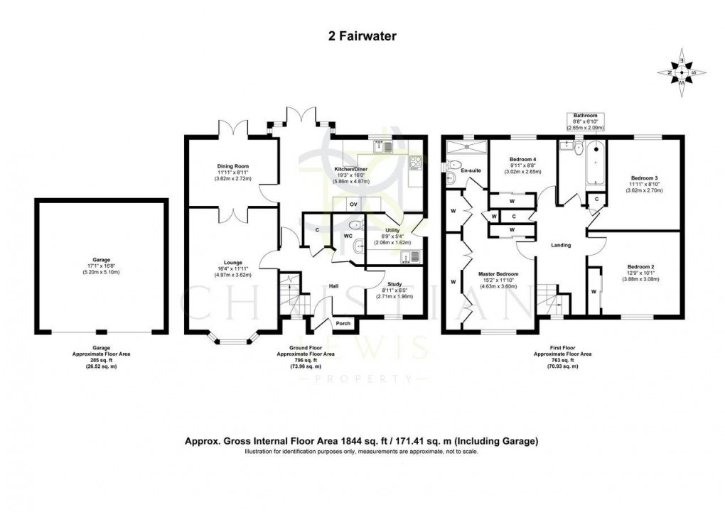 Floorplan for Fairwater Close, Evesham