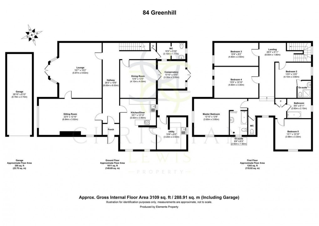 Floorplan for Greenhill, Evesham