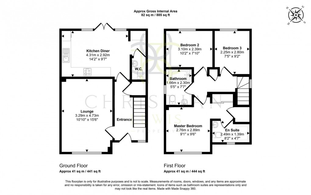 Floorplan for Wadham Way, Evesham