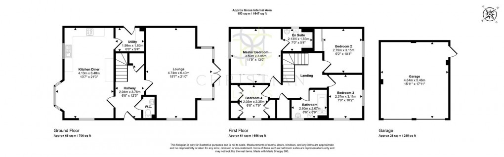 Floorplan for Sunset Way, Evesham