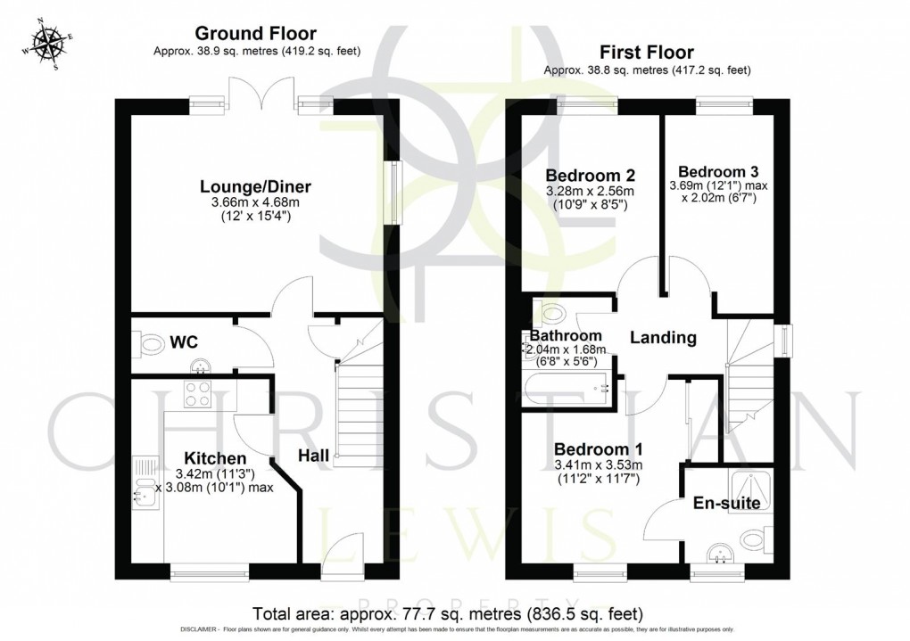 Floorplan for Egremont Close, Evesham