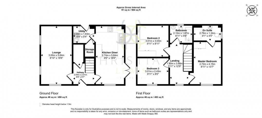 Floorplan for Meadow Way, Harvington, Evesham