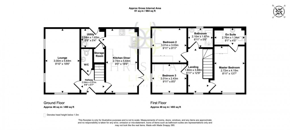 Floorplan for Meadow Way, Harvington, Evesham