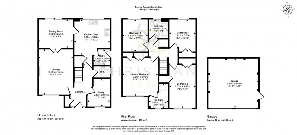 Floorplan for Fairwater Close, Evesham