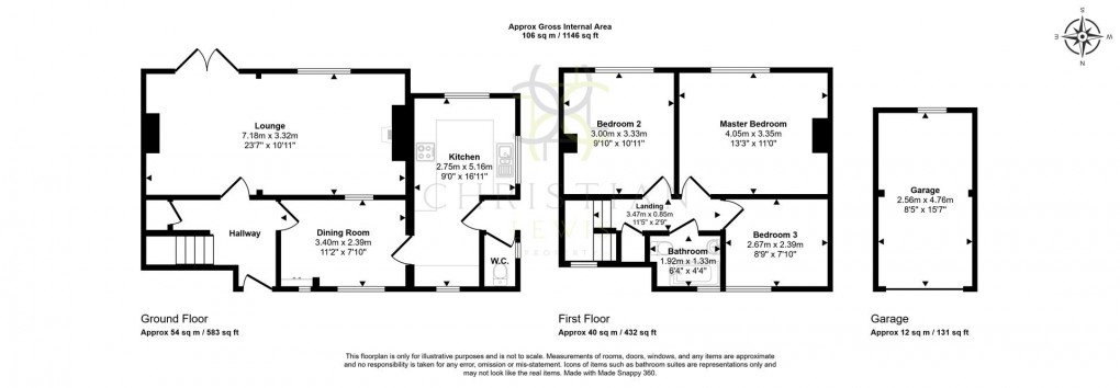 Floorplan for Paynes Lane, Fladbury, Pershore