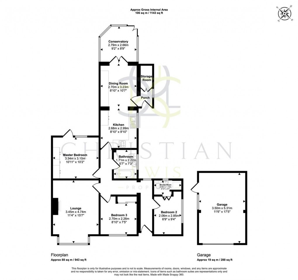 Floorplan for Evendene Road, Evesham