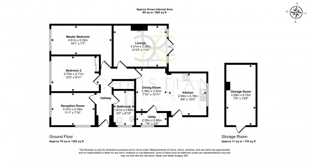 Floorplan for Evendene Road, Evesham