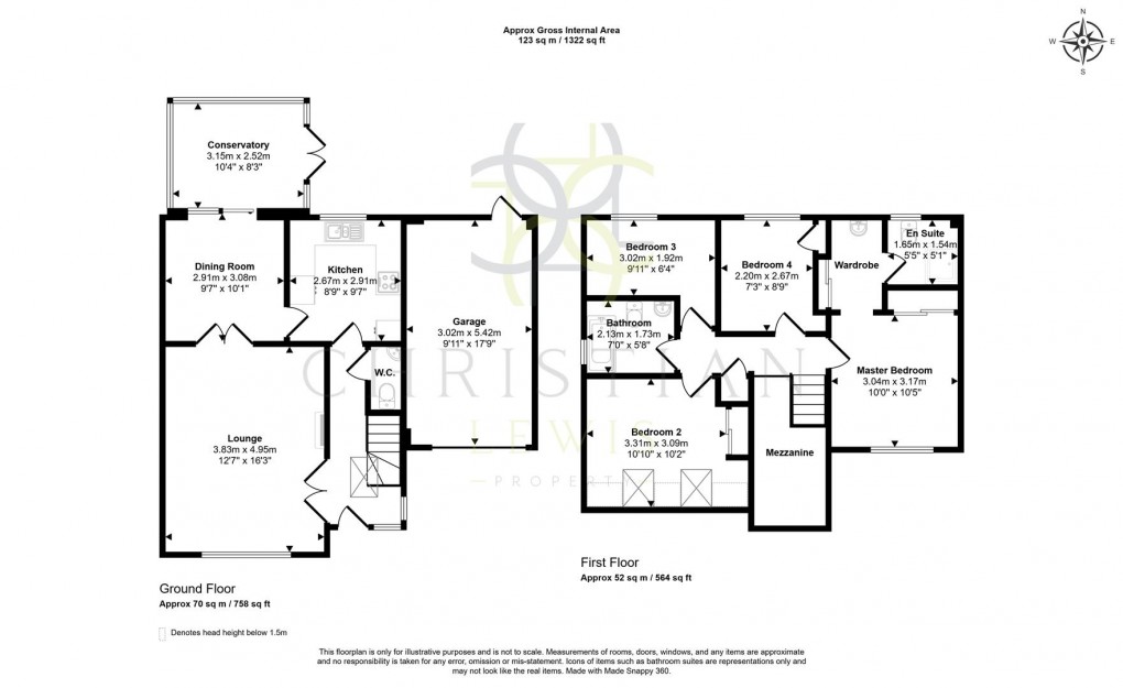 Floorplan for St. Marks Close, Evesham